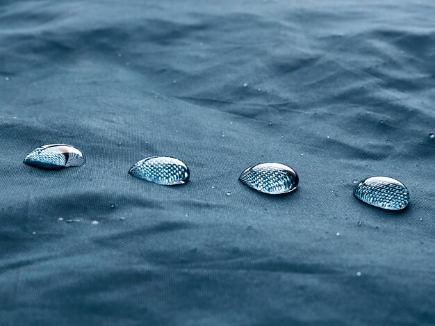 Капли воды на ткани.