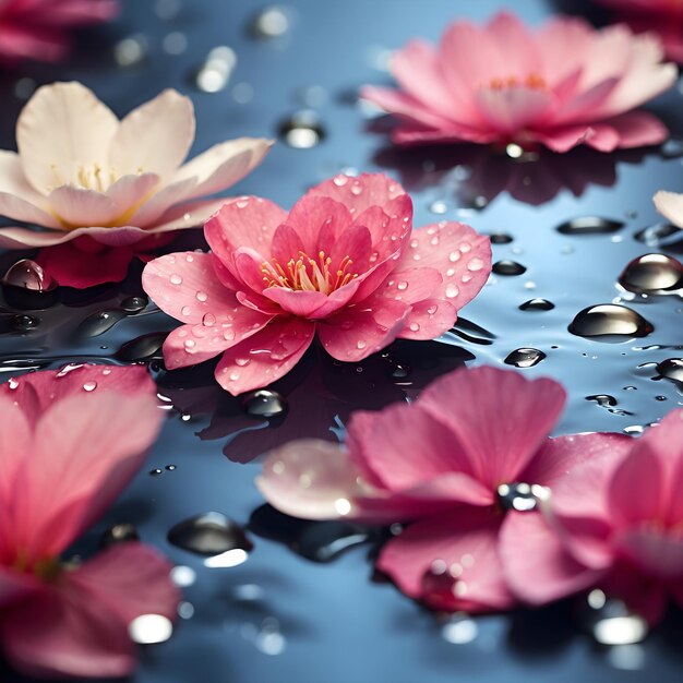 Water Drops on Flower Petals