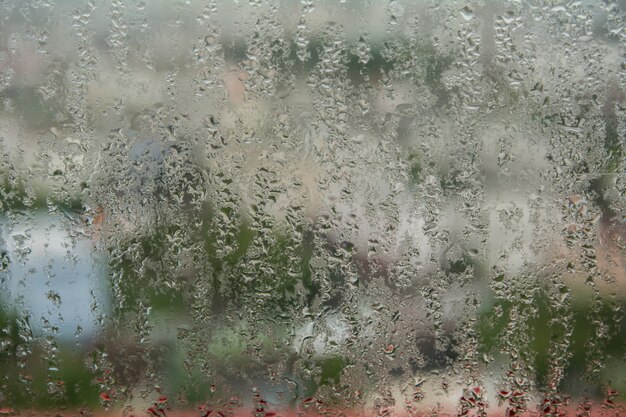 Water drops from home condensation on a window