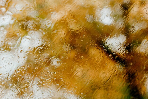 Foto gocce d'acqua sul vetro in autunno autunno texture