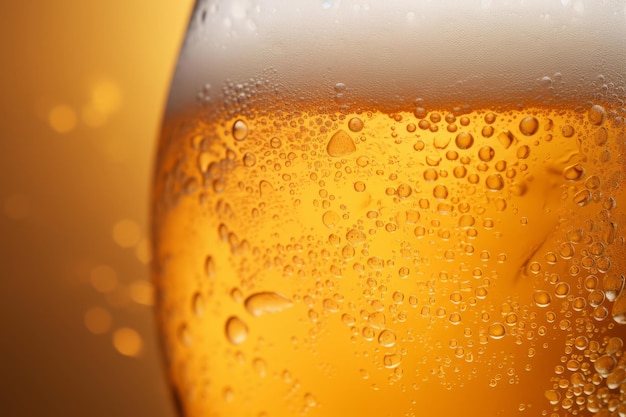 Water drops on glass of beer Close up beer background Generative AI illustration