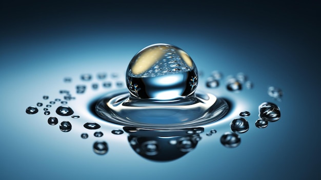 Water drops on a glass surface closeup generative ai
