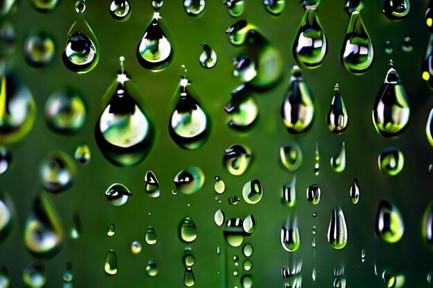 Photo water drops on a green background