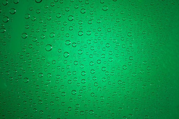 water drops on green background.