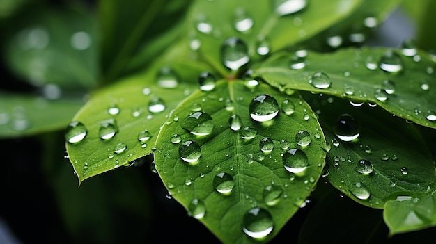 water drops on green leaf