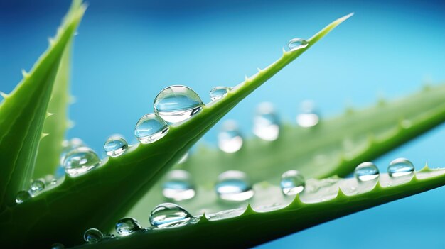 Water drops on a green leaf