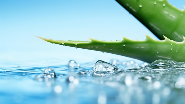 Water drops on a green leaf