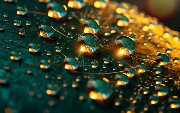 Water drops on a green leaf