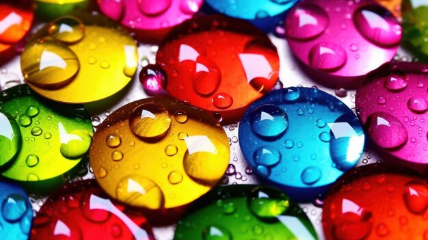 Water drops image in popy colors