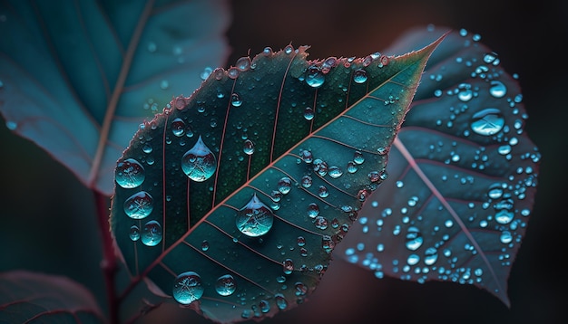 Water drops on a leaf Generative AI