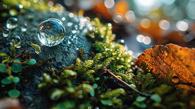 Foto gocce d'acqua sulle foglie