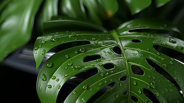 water drops on a leaf