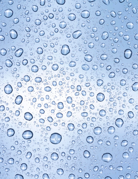 water drops over light blue surface