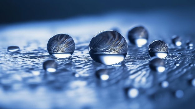 Water drops on a piece of ice