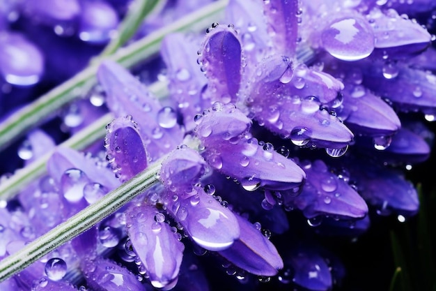 Water drops on a purple flower