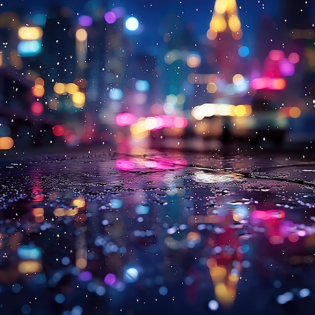 Water drops on the rainy day night view Ai Generative