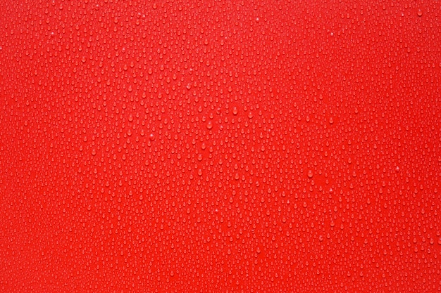 Water drops on red background