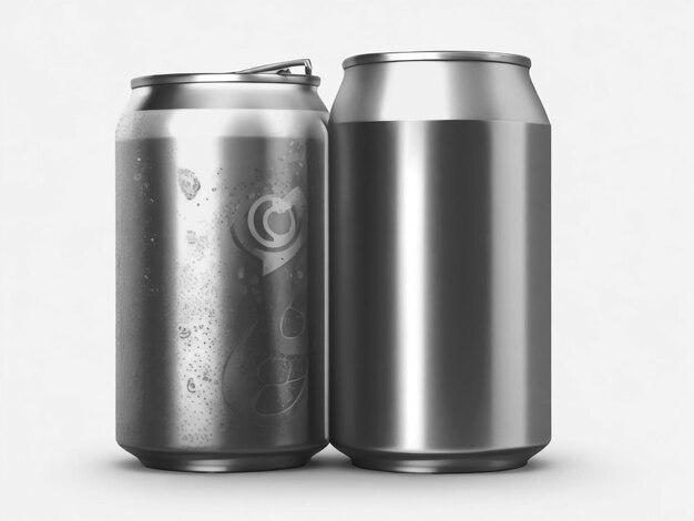 Photo water drops soda can mockup of a blank