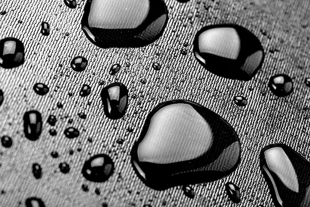 Water drops splash on the black floor background