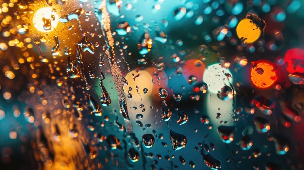 Foto gocce d'acqua spruzzano sullo sfondo della carta da parati di vetro della finestra