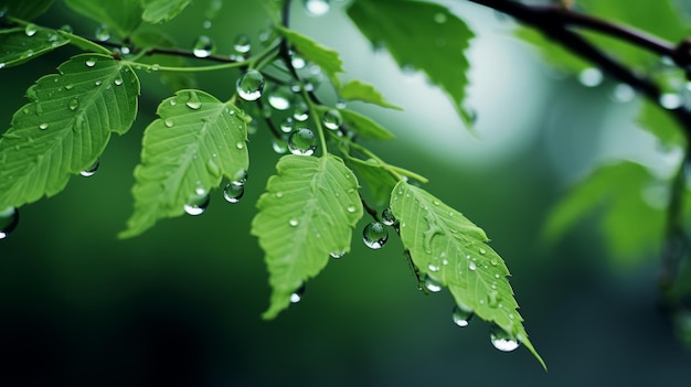 Photo water drops on tree branches wallpaper