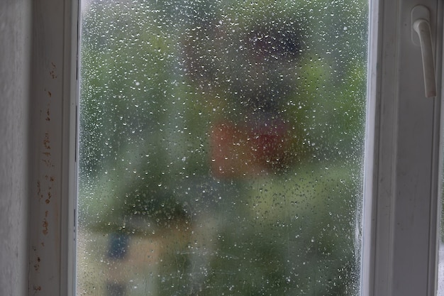 water drops on window after rain