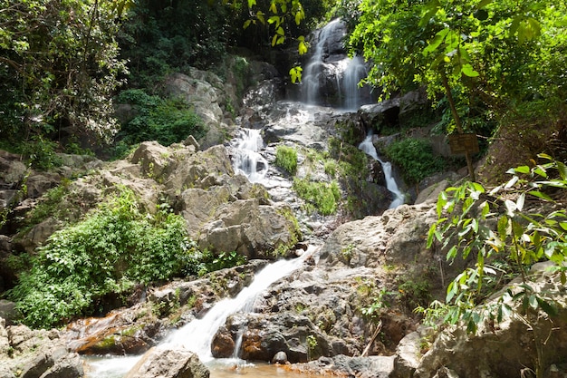 Water falls from cliff