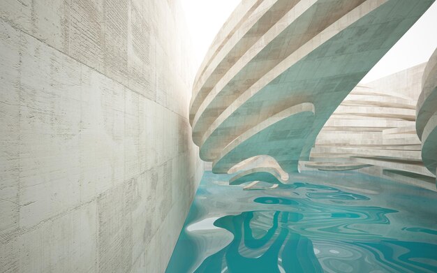A water feature with a white wall and a white wall that says'wave pool '