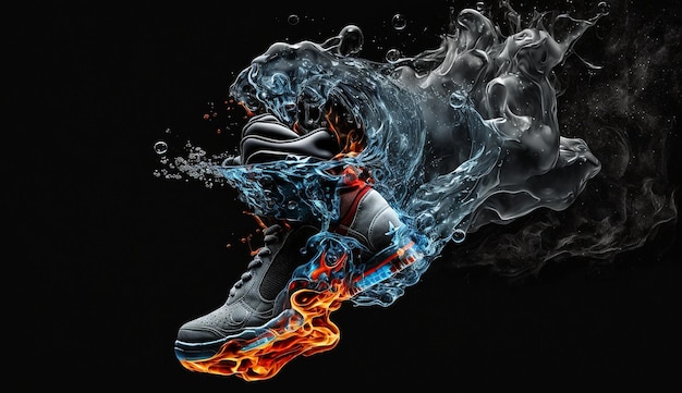 Water Fire Jumpman Smo flame wallpaper black background image AI generated art