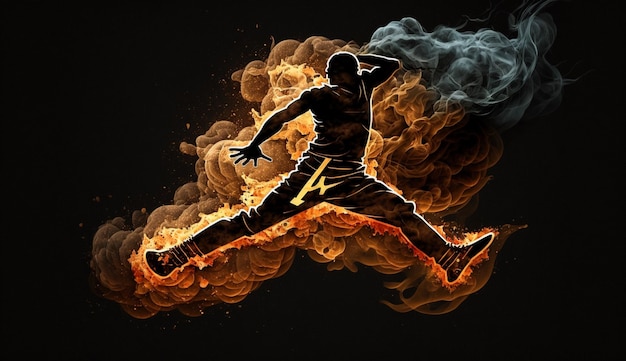 Water Fire Jumpman Smoke illustration picture AI generated art