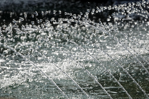 Water flow treatment system from the water pump pipe.motion of\
water gushing out of the pipe from koi pond carp fish farm for\
oxygen.water was drain by tube pvc.industrial wastewater\
treatment.