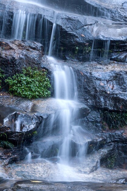 Water flowing at a beautiful waterfall