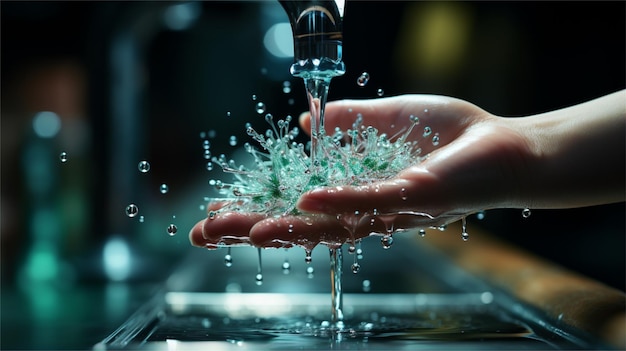 Foto l'acqua che scorre nelle mani