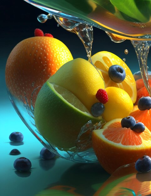 Foto water in to fruits gitter 3d (acqua nella griglia dei frutti 3d)