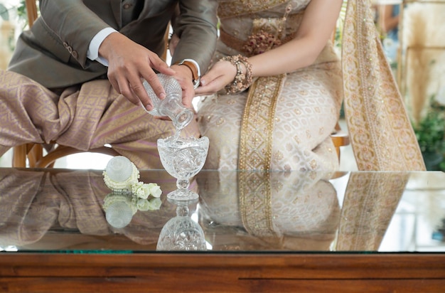 Water Gieten Thaise Traditionele Ceremonie Betrokkenheid