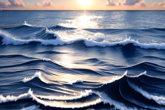 Foto water golven oppervlak raakt het zonlicht water achtergrond 3d-rendering