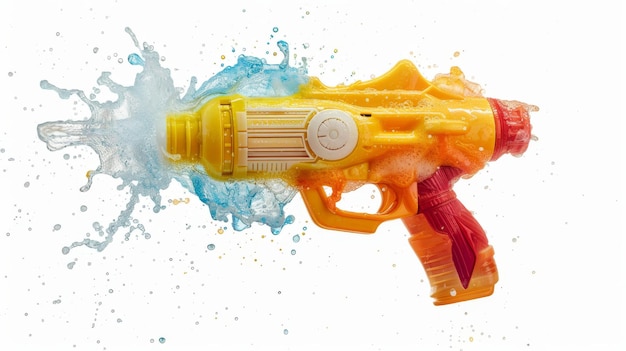 Water Gun in Action with Splashing Water