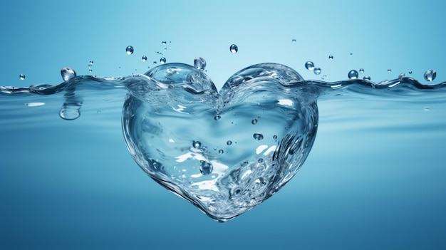 A water heart isolated on transparent background