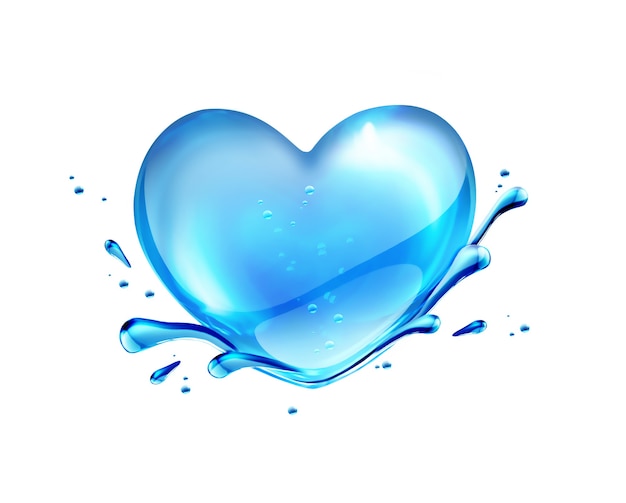 Water heart on white background