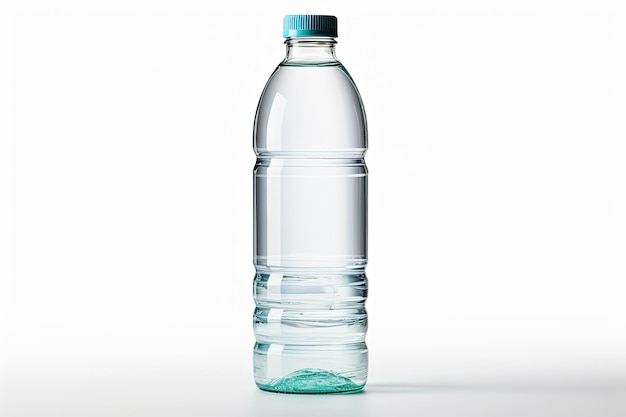 Water in plastic fles op geïsoleerde witte achtergrond