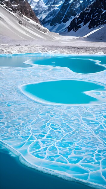 The water is blue in color ice land