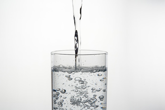 water is poured into a glass