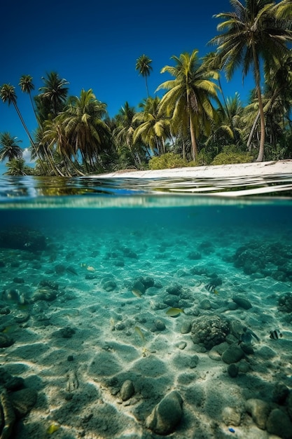 The water is so clear that the sand is not clear.