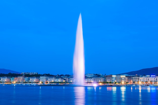 Water jet fountain in Geneva