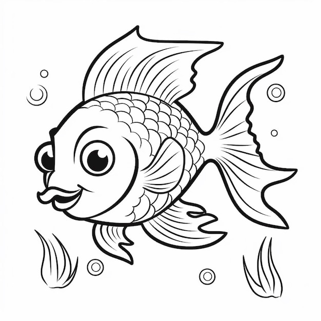 Photo under water kawaii coloring book worksheet for kids