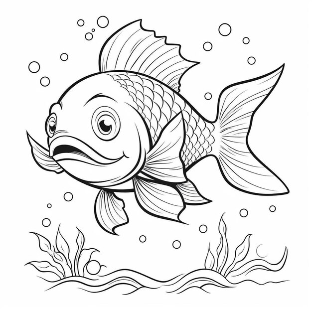 Photo under water kawaii coloring book worksheet for kids