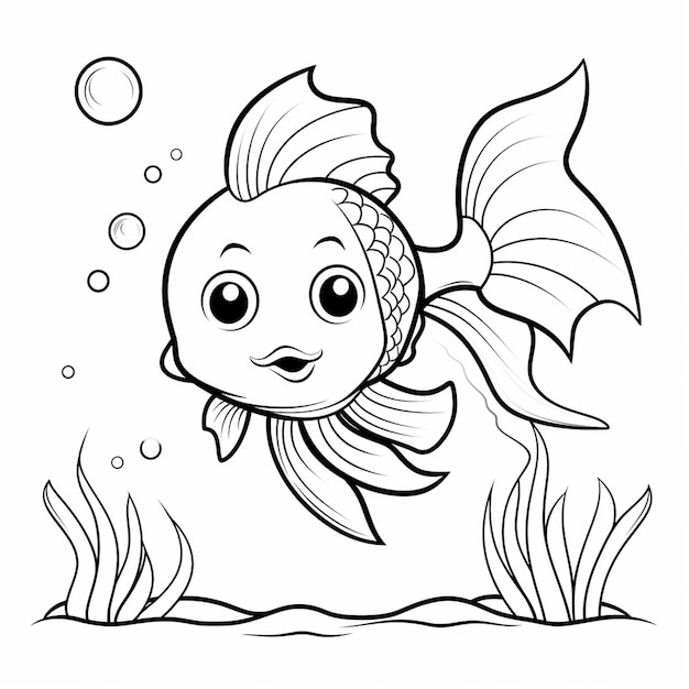 Under water kawaii coloring book worksheet for kids