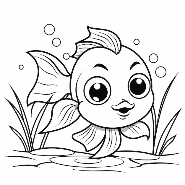 Under water kawaii coloring book worksheet for kids