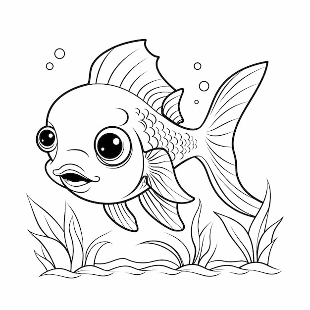 Under water kawaii coloring book worksheet for kids