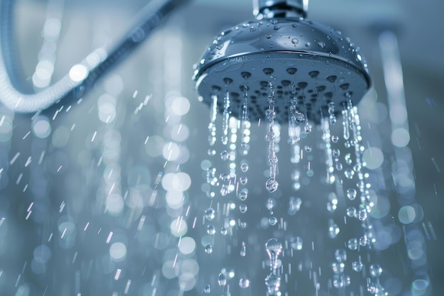 Photo a water leak in a bathroom with water dripping from a showerhead